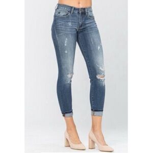 Judy Blue Relaxed Fit Distressed Medium Wash Jeans Sz 1/25